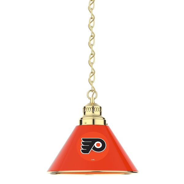 Philadelphia Flyers Pendant Light, Orange Shades, Brass Fixture